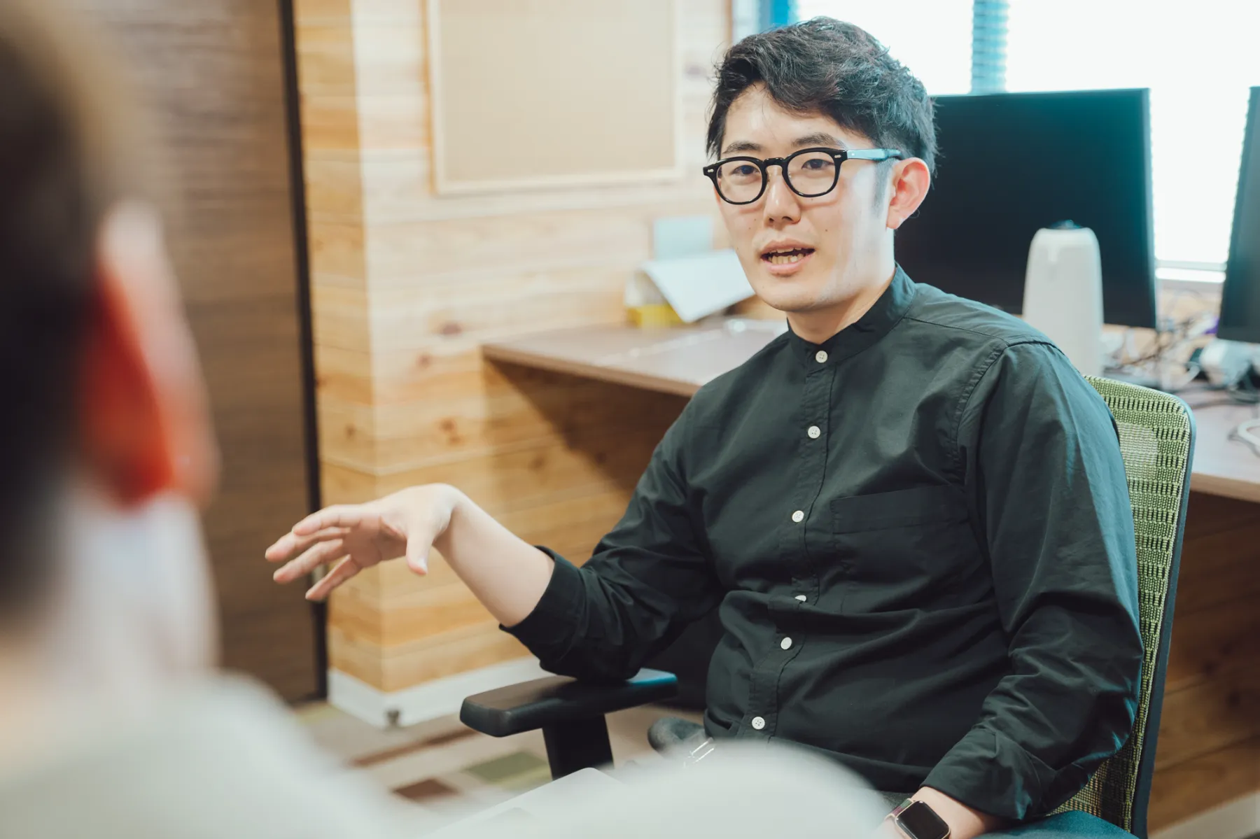 あべが話している写真